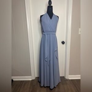 Amsale Dress Chiffon Maxi Halter Party Wedding Bridesmaid Prom Sixe 16